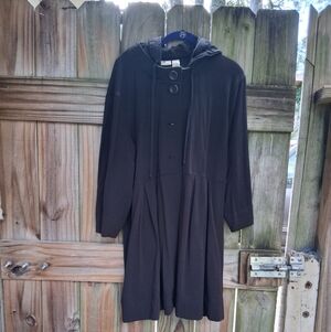 zuda Black Hooded Button-Front Dress